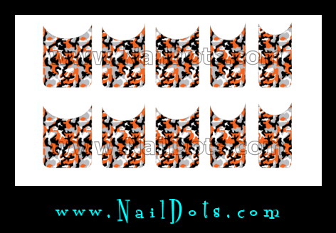 Orange and Gray Camo Nail Tips